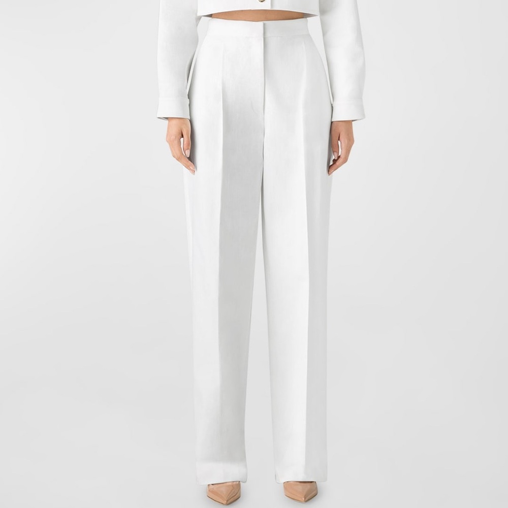 St. John White High-Waist Tailored Trousers